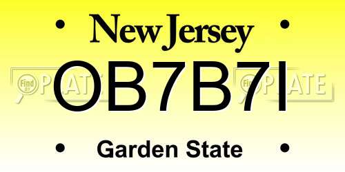 OB7B7I New Jersey License Plate