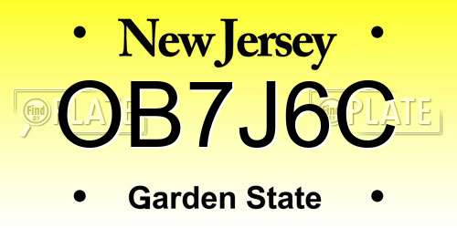 OB7J6C New Jersey License Plate