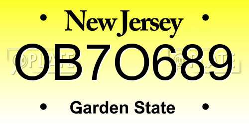 OB7O689 New Jersey License Plate