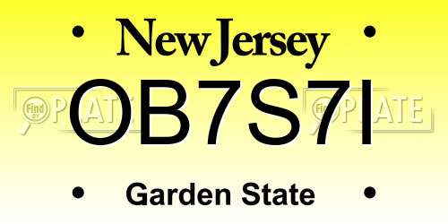 OB7S7I New Jersey License Plate