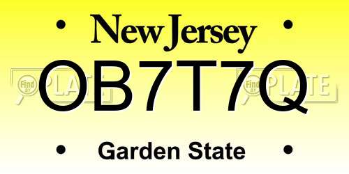 OB7T7Q New Jersey License Plate