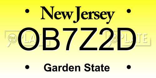 OB7Z2D New Jersey License Plate