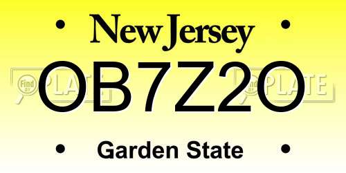 OB7Z2O New Jersey License Plate