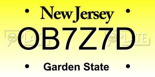 OB7Z7D New Jersey License Plate
