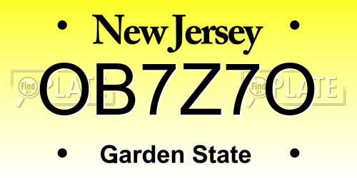 OB7Z7O New Jersey License Plate