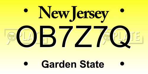 OB7Z7Q New Jersey License Plate