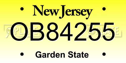 OB84255 New Jersey License Plate