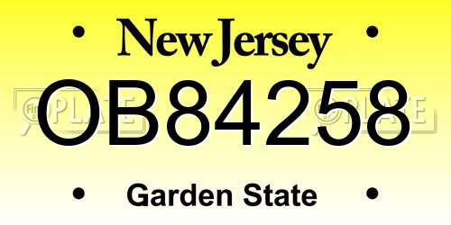 OB84258 New Jersey License Plate