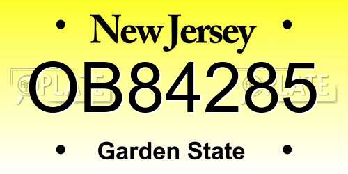 OB84285 New Jersey License Plate