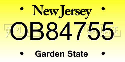 OB84755 New Jersey License Plate