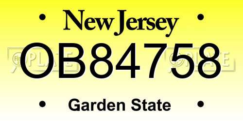 OB84758 New Jersey License Plate