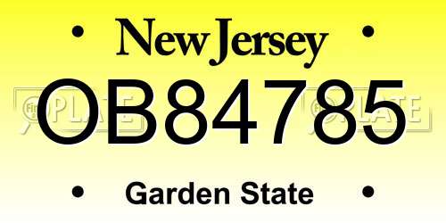 OB84785 New Jersey License Plate