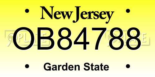 OB84788 New Jersey License Plate