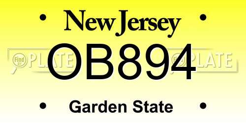 OB894 New Jersey License Plate