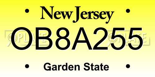 OB8A255 New Jersey License Plate