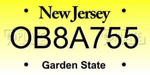 OB8A755 New Jersey License Plate