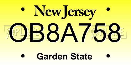 OB8A758 New Jersey License Plate