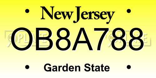 OB8A788 New Jersey License Plate