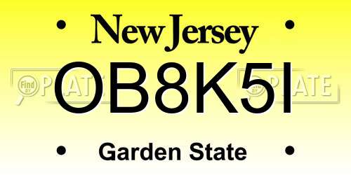 OB8K5I New Jersey License Plate