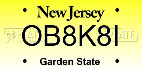 OB8K8I New Jersey License Plate