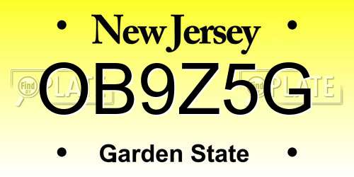 OB9Z5G New Jersey License Plate