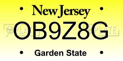 OB9Z8G New Jersey License Plate