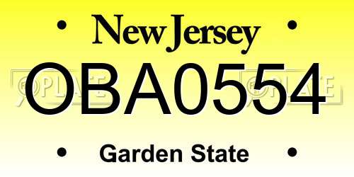 OBA0554 New Jersey License Plate
