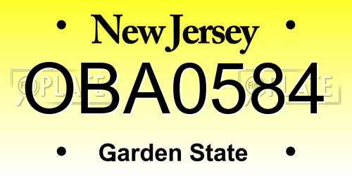 OBA0584 New Jersey License Plate