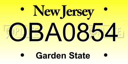 OBA0854 New Jersey License Plate