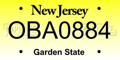 OBA0884 New Jersey License Plate