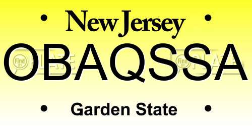 OBAQSSA New Jersey License Plate