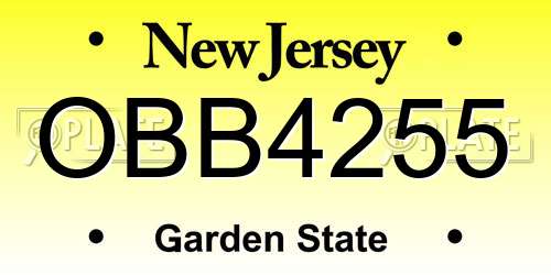 OBB4255 New Jersey License Plate