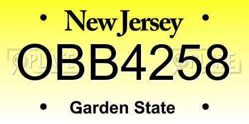 OBB4258 New Jersey License Plate