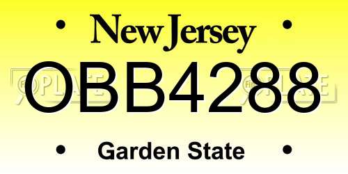 OBB4288 New Jersey License Plate