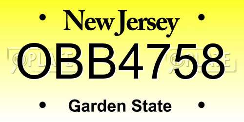 OBB4758 New Jersey License Plate