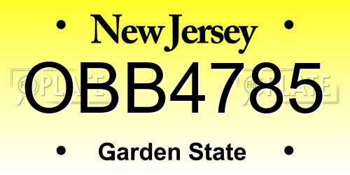 OBB4785 New Jersey License Plate