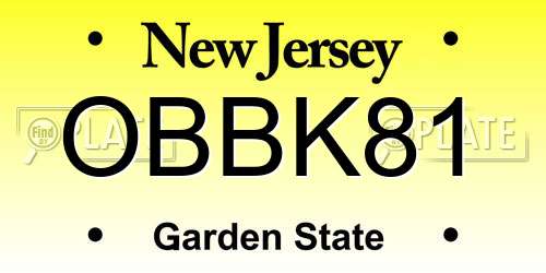 OBBK81 New Jersey License Plate