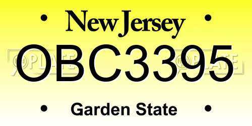 OBC3395 New Jersey License Plate
