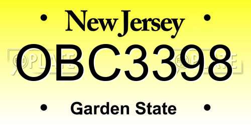 OBC3398 New Jersey License Plate