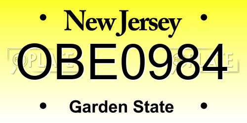 OBE0984 New Jersey License Plate