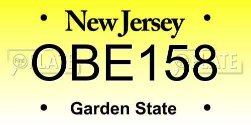 OBE158 New Jersey License Plate