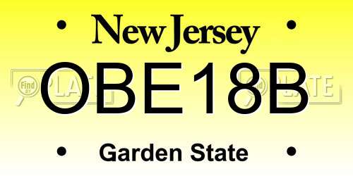 OBE18B New Jersey License Plate