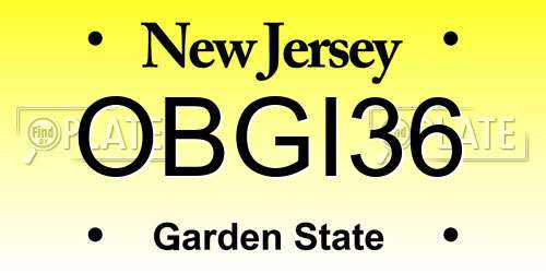 OBGI36 New Jersey License Plate