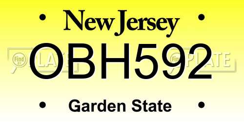 OBH592 New Jersey License Plate