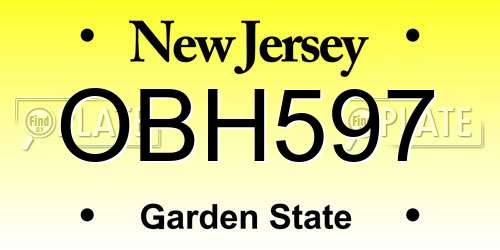 OBH597 New Jersey License Plate
