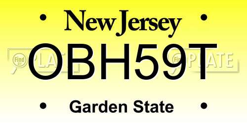 OBH59T New Jersey License Plate