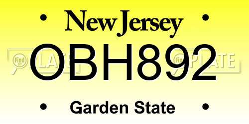 OBH892 New Jersey License Plate