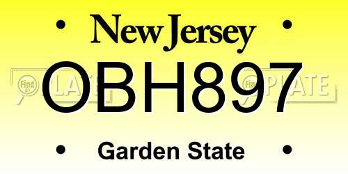 OBH897 New Jersey License Plate