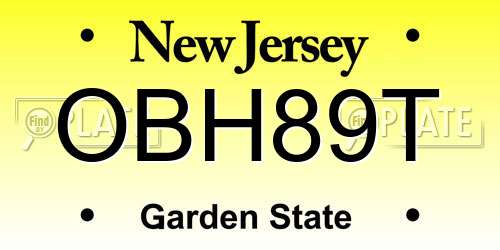 OBH89T New Jersey License Plate