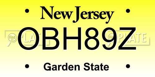 OBH89Z New Jersey License Plate